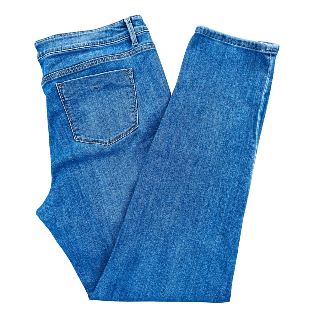 J. Jill Weekender Straight Leg Jeans Women's 14 Blue Floral Embroidered Stretch